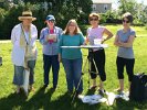 Viewing Spy Pond from Linwood Beach: Arlington Center for the Arts Artist, Marjorie Glick (middle) shares her skills with students from her watercolor painting class on a sunny June morning.