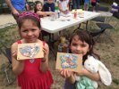 These girls were all done with their heart and butterfly mosaics.
