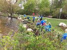 Many BU alumni worked at Linwood Beach to remove natural debris at the shoreline