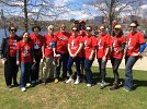 All BU Global Days of Service volunteers gathered for a photo memorializing their combined efforts at Spy Pond Park this year