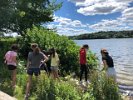 The Gibbs Green Team used tools to reach and collect litter at the water’s edge and throughout Spy Pond Park on a Wednesday in June.