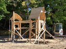 The climbing structure for older children took shape with strong supports inserted deep into the ground in mid-October.