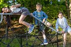 Taia, Max, and Lillie, enjoyed climbing the web on the apparatus for older children.