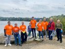 Tessa Flanagan (r.) organized Silman, a TYLin Company, engineers to come to Spy Pond Park. Karen L. Grossman, FSPP President, (2nd from right) joined the volunteers and collected trash for the Reverse Tashlich project she launched with the Mystic River Watershed Association.