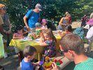 Parents and children enjoyed lots of activities at this busy table.