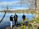Agathe and Antoine Schaeffer and Brian Hare dug up Mulberry roots for EcoFest in Spy Pond Park in April.