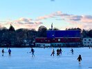 A young on-looker was inspired by the pick-up ice hockey game near the Boys and Girls Club.