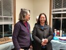 (l-r) Betsy Leondar-Wright, Park Activities Chair, and Jenny Babon, Communications and Outreach Co-Chair were happy to see one another at the FSPP potluck dinner before the speakers’ presentation and the Annual Meeting.