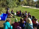 Lally Stowell and Brownie Troop #65251 review what they have learned about park beautification